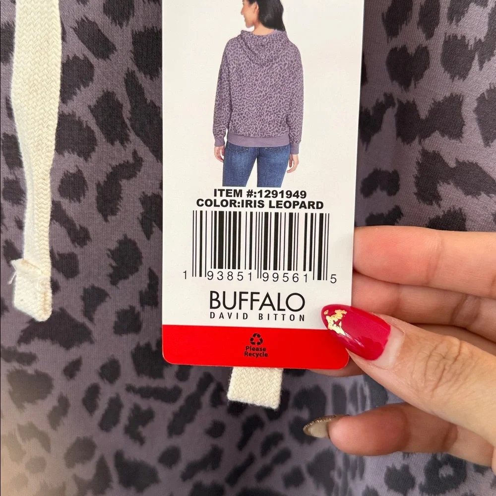 NWT Buffalo David Bitton Iris Lavender Leopard Print Hoodie Medium - Picture 8 of 8